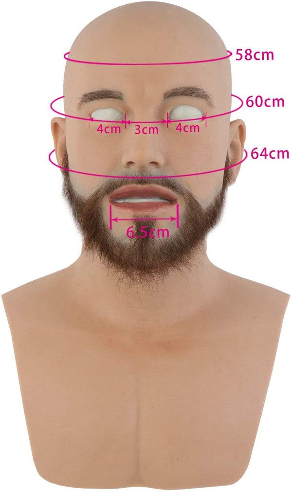 男性マスクシリーズ-3　シリコン製　ひげあり/なしのスタイル　超リアル　おしゃれ　コスプレ　仮装　変装仮面1