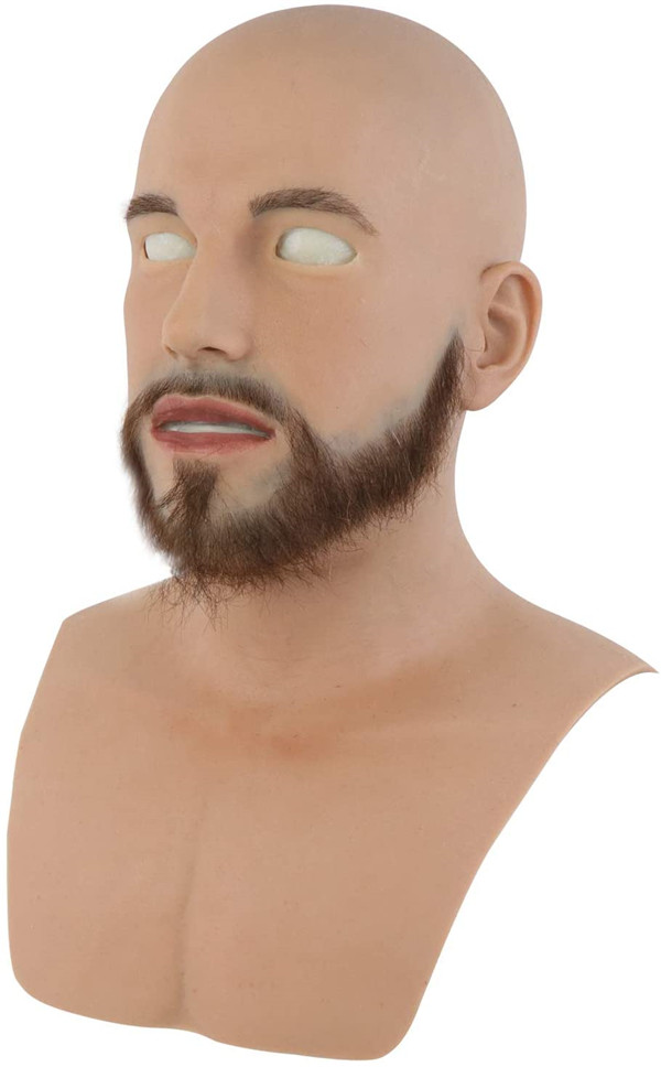 男性マスクシリーズ-3　シリコン製　ひげあり/なしのスタイル　超リアル　おしゃれ　コスプレ　仮装　変装仮面5