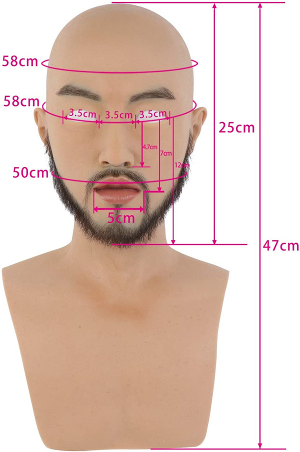 男性マスクシリーズ-4　シリコン製　ひげあり/なしのスタイル　超リアル　おしゃれ　コスプレ　仮装　変装仮面1