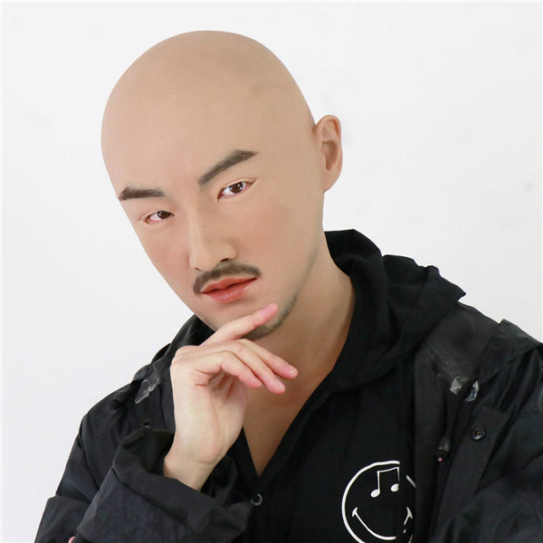 男性マスクシリーズ-4　シリコン製　ひげあり/なしのスタイル　超リアル　おしゃれ　コスプレ　仮装　変装仮面3
