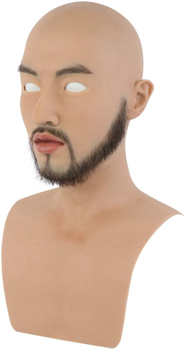男性マスクシリーズ-4　シリコン製　ひげあり/なしのスタイル　超リアル　おしゃれ　コスプレ　仮装　変装仮面6