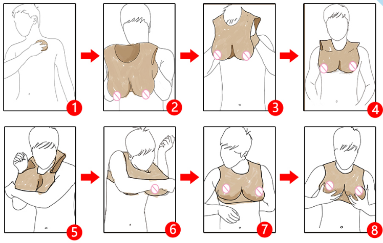 五代目　シリコンバスト　C/D/E/Gカップ　半身タイプ　人工乳房　ハイネック　仮胸　おっぱい　豊胸　バスト　油を出なく　光線反射なし　最新改良版-5