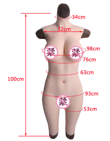 Gcup付き女体化スーツ　シリコンバスト　巨乳愛好者　連体五分丈　ハイネックデザイン　女装かわいい ピンク唇　ペニス隠し　挿入可能　女装体験 crossdresser　TS-3