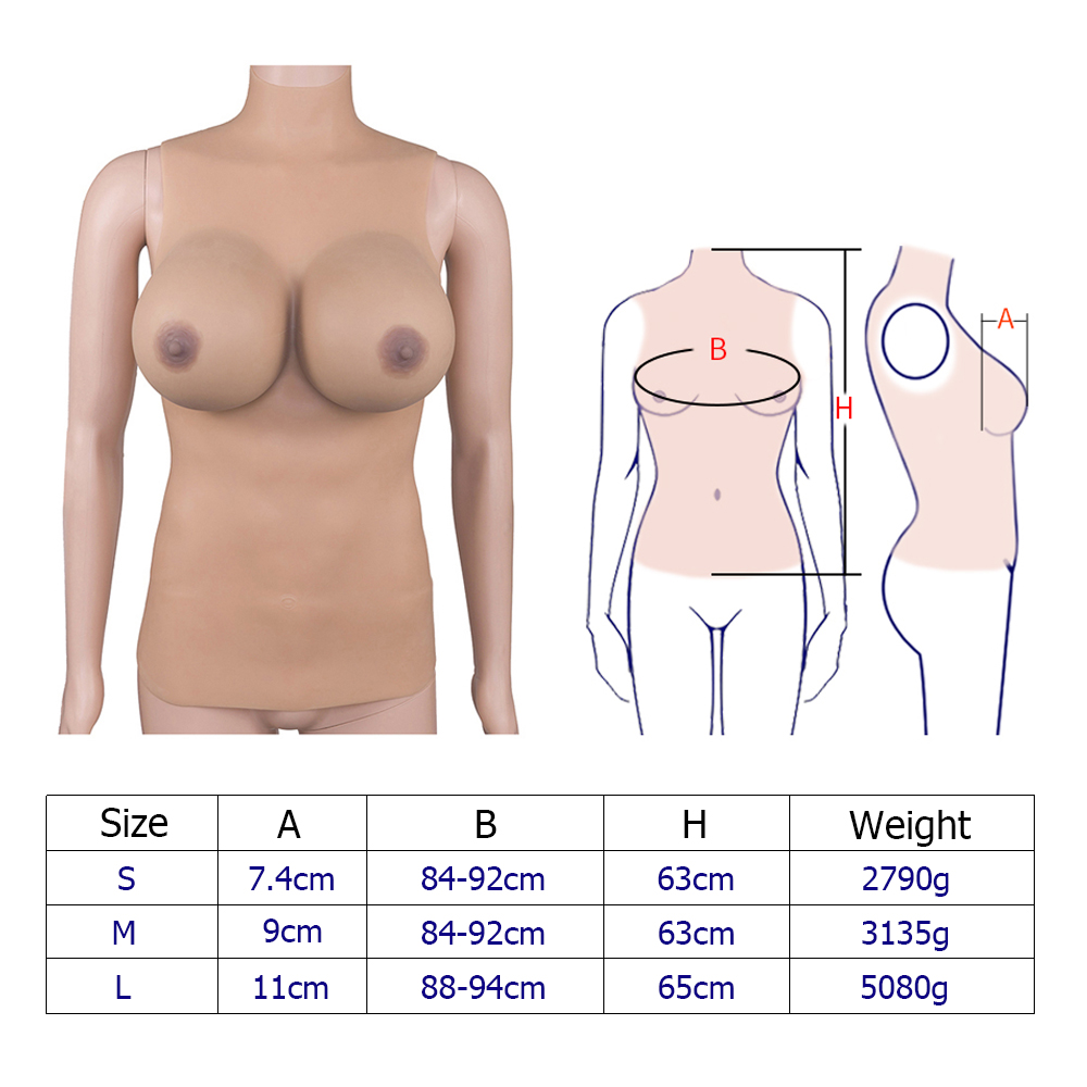 D-Hカップ　シリコンバスト　背中ファスナー付き　豊胸 　巨乳　人工乳房　超リアル女体化　収縮性良く　シリコン充填-1