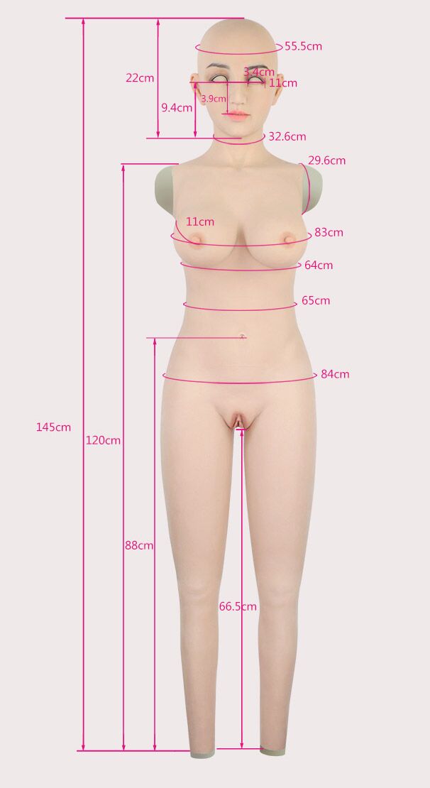 フィメールスーツ＆フィメールボディスーツ　Dカップ　美人マスク付きの全身連体九分丈　ふぇめーるすーつ　女装 胸　全裸スーツ　少女のお尻　ピンク唇　ペニス隠し　尿導管付き　超リアル女体化 　男の娘　クロスドレス　女装レイヤー　女装 道具　女装子グッズ-2