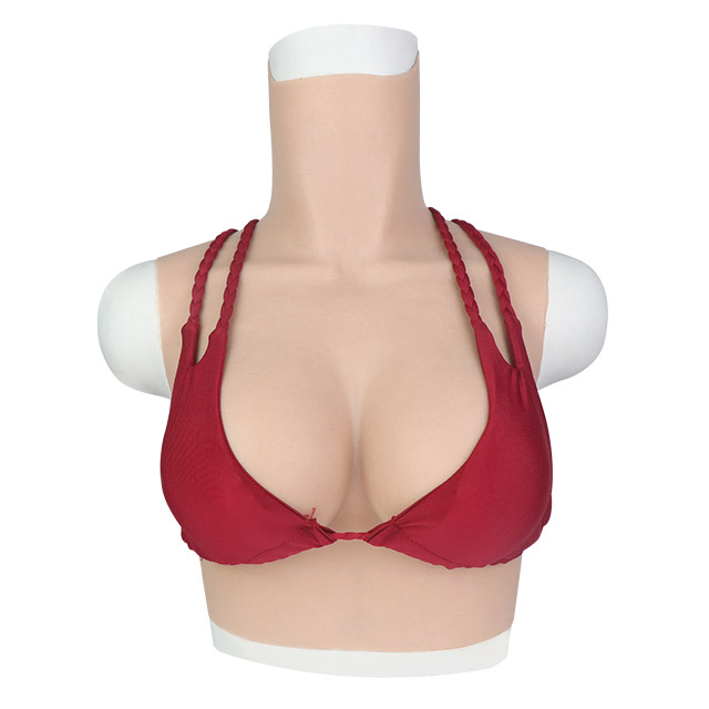 C-カップ　短型タイプ　仮胸　ハイネック　人工乳房　シリコン製　上半身　鎖骨美人　超リアル-4