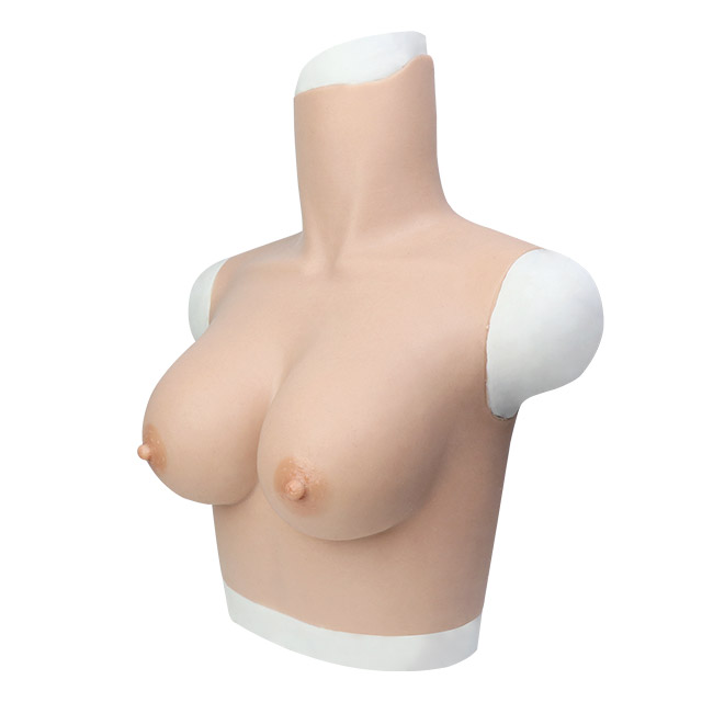 C-カップ　短型タイプ　仮胸　ハイネック　人工乳房　シリコン製　上半身　鎖骨美人　超リアル-5