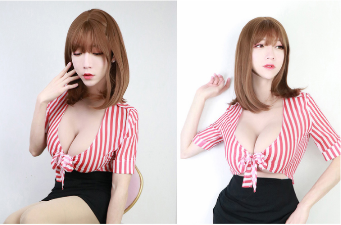 超リアル　仮胸　Gカップ　巨乳　谷間　バストアップグッズ　セクシー　鎖骨デザイン　男の娘　クロスドレス　女装道具-3