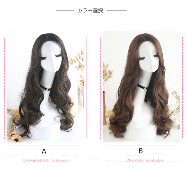 ロングカール　かわいい姫様ウィッグ　耐熱ファイバー　小顔効果　女性用　巻き髪　ネット付き　ウィッグ　レディース-1