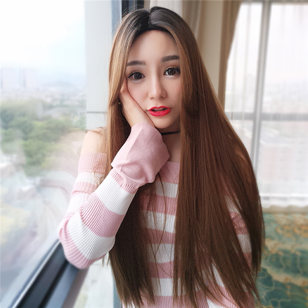 大人気！！！ロングウィッグ　ファッション　可愛いスタイル　自然な質感　フルウィッグ　ネット付き 　かつら　女性用　ＣＤ　男の娘　変装好物-3