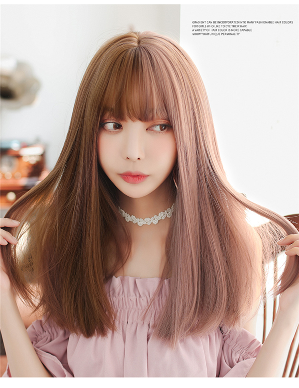 セミロング　かつら　女性用 つけ毛　自然   可愛いスタイル　ロリータ　ネット付き　横波　レディースウィッグ-2