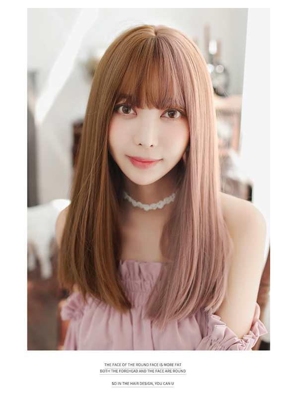 セミロング　かつら　女性用 つけ毛　自然   可愛いスタイル　ロリータ　ネット付き　横波　レディースウィッグ-3