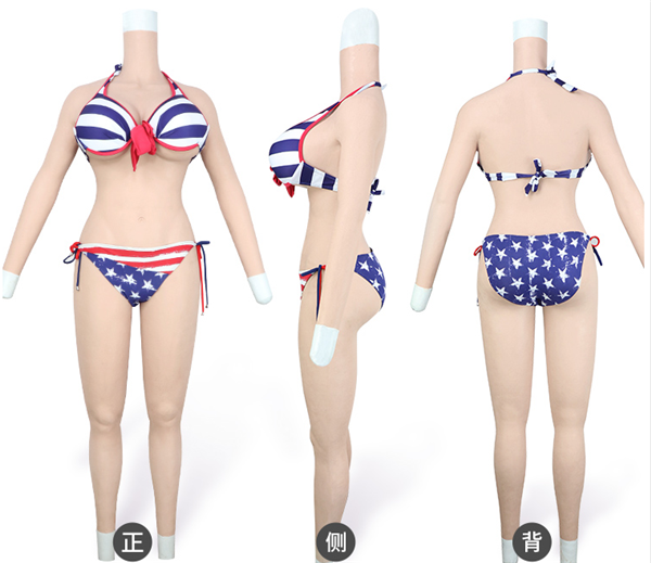 G/Hカップ　女装ボディースキン　シリコンおっぱい　巨乳愛好者向け　女装 胸 谷間　シリコンバスト　ハイネック　袖付きの全身連体九分丈　全裸スーツ　少女のお尻　ピンク唇　ペニス隠し　挿入可能　お尻　ヒップアップ　超リアル女体化 　男の娘　クロスドレス　男性　女装入門-11