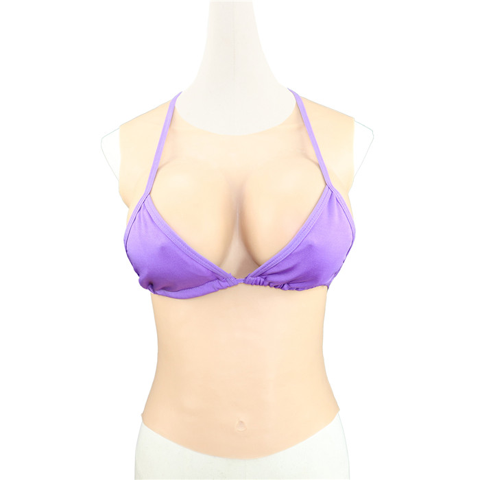 B/C/D/E/F/G/Hカップ　クルーネック / ラウンドネック / 丸首 / 丸い襟タイプ　人工乳房　超リアル上半身　谷間　豊胸　バスト　女装体験　巨乳　女装道具　シリコンバスト　通販-4