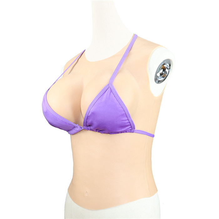 B/C/D/E/F/G/Hカップ　クルーネック / ラウンドネック / 丸首 / 丸い襟タイプ　人工乳房　超リアル上半身　谷間　豊胸　バスト　女装体験　巨乳　女装道具　シリコンバスト　通販-5