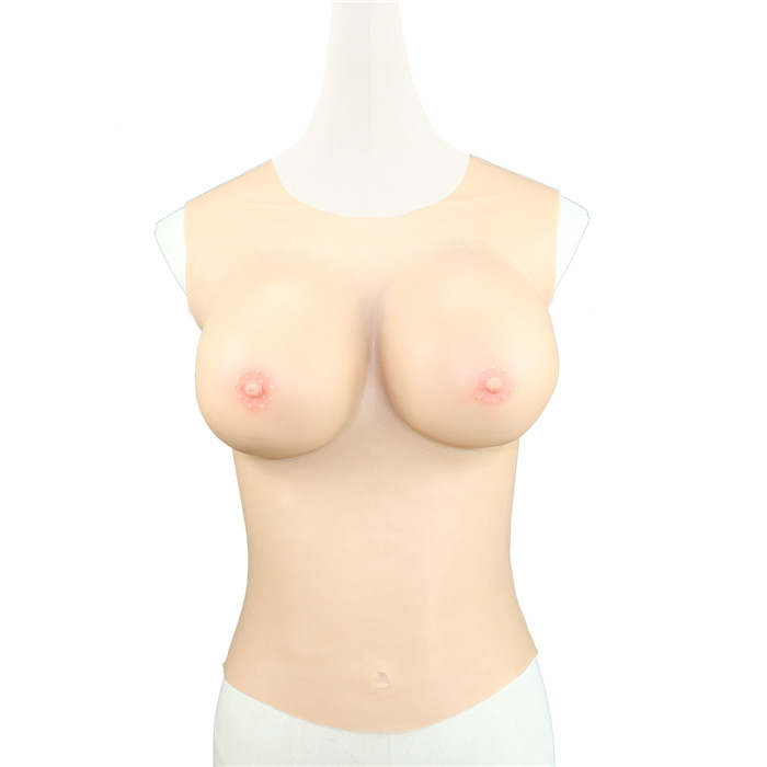 B/C/D/E/F/G/Hカップ　クルーネック / ラウンドネック / 丸首 / 丸い襟タイプ　人工乳房　超リアル上半身　谷間　豊胸　バスト　女装体験　巨乳　女装道具　シリコンバスト　通販-6
