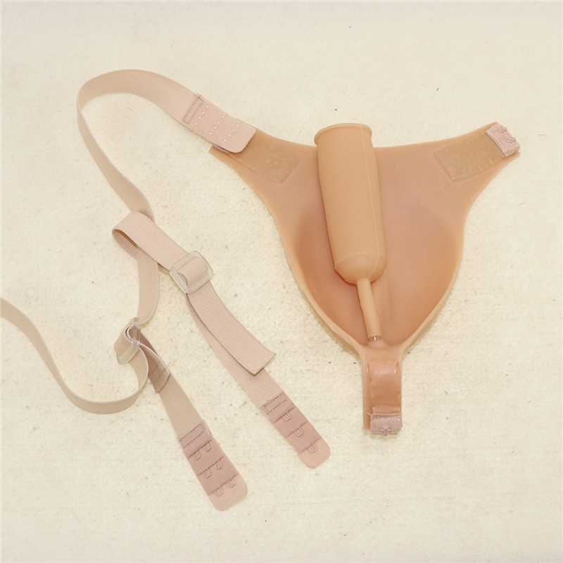  蝶の形　女性のあそこ　ピンク唇　小便チューブ付き　性転換パンツ　導尿可能　シリコン　女装下着　お勧め-4
