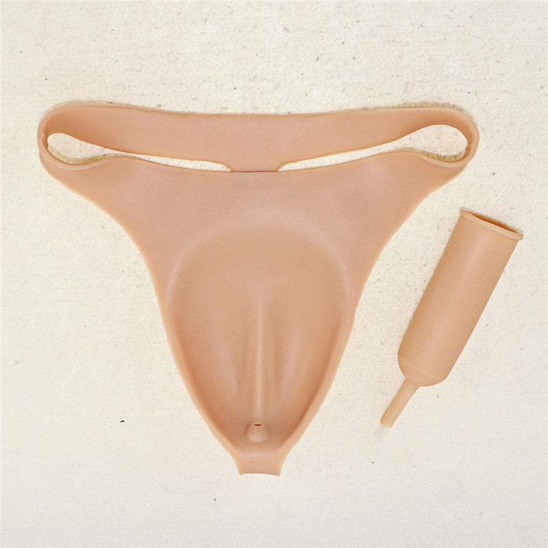 大ヒット商品　未熟のお嬢さん　女性のあそこ　超リアル　小便チューブ付き　導尿可能　シリコン　女装下着　お勧め-5