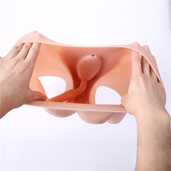 シリコンパンツ　臍付き　本物のような偽陰　導尿/挿入可能 　高品質　無臭　超柔らかい　美尻　変装下着　女装入門　初心者へお勧め　お買い得-6