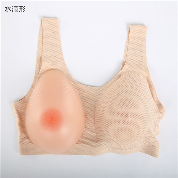 A/B/C/D/E/Fカップ　水滴形/三角形/半球形　おっぱい　高品質シリコンバストとブラジャーのセット　ブラジャーが通気性良く　フリーサイズ　伸縮性良く　3色あり　人工 バスト　着脱便利　男女兼用-9