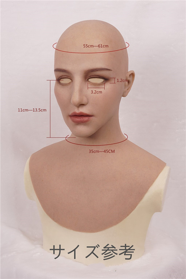 正規品保証 　欧米風フィメールマスク　HathawayチャンM12　顏の肌が超リアル　メイク付き　首あり　DIY可能　女装用品の贅沢品　高級シリコン製　超柔らかい　着用便利　男の娘　クロスドレス　女装子グッズ1