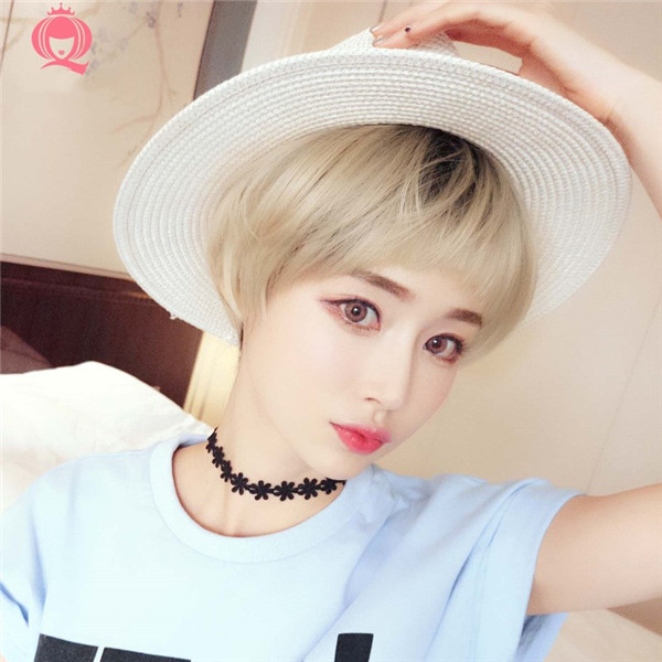 短いタイプ　ヘアボブスタイル　かっこいい　ウィッグ　長さ25ｃｍ　人工頭皮　耐熱　ネット付き　女装　かつら-3