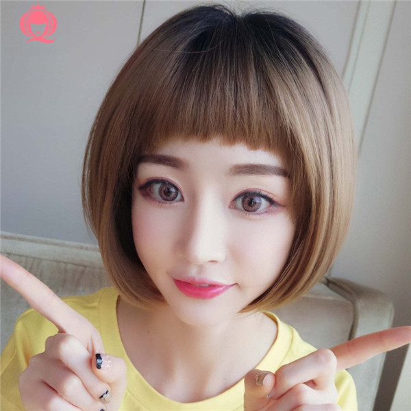 ブラウン　短いタイプ　BobStyle　ウィッグ　長さ25ｃｍ　人工頭皮　耐熱　ネット付き　女装　レディース　かつら　女装体験-2
