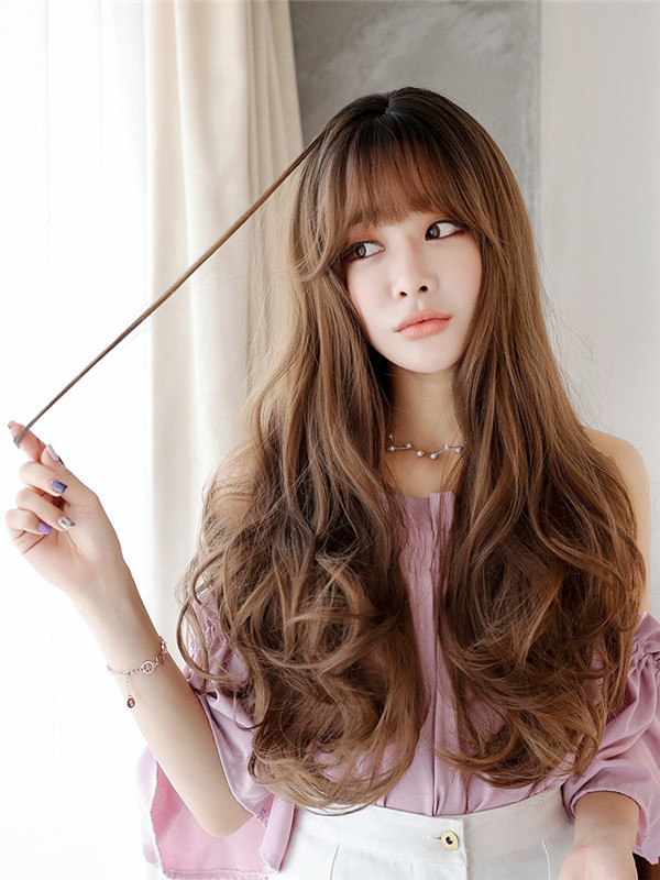 ロングカール　长めの前髪　かわいい姫様ウィッグ　グラマラス　小顔見せ　ファッション　ふんわり　長さ70ｃｍ　人工頭皮　耐熱　ネット付き　軽い　日常用カツラ　男の子　女装　かつら-2