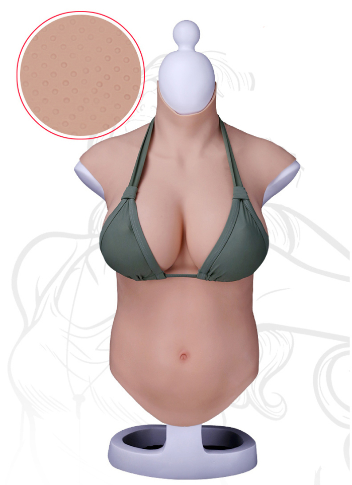 七代目　人工乳房　半身タイプ　蜜桃胸　ハイネック　D/Eカップ選択可能　超リアルの手触り　最新の凹凸のデザインは通気性が良い　油を出なく　光線反射なし　シリコンバスト　豊胸の効果が著しい　男の娘へお勧め-7