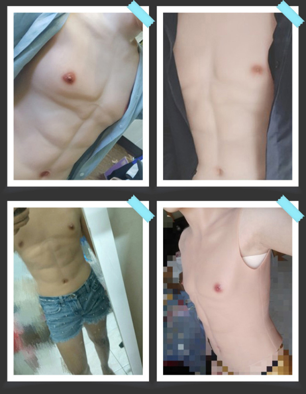 偽腹筋　シリコン製　筋肉スーツ　高襟半身タイプ　筋肉仮装　コスプレ道具　筋肉マン　偽腹筋通販-3
