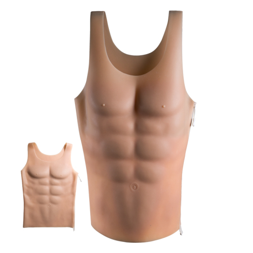 ファスナー付き　筋肉仮装　LSRシリコン製　筋肉スーツ　半身タイプ　コスプレ道具　偽腹筋　通販-3
