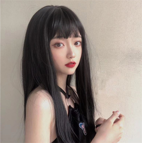 ブラック　かわいい姫様ウィッグ　長さ68ｃｍ　ネット付き　ストレートウィッグ　質感自然　ファッション　cosplay show　超人気ウィッグ　女装変装好物-2
