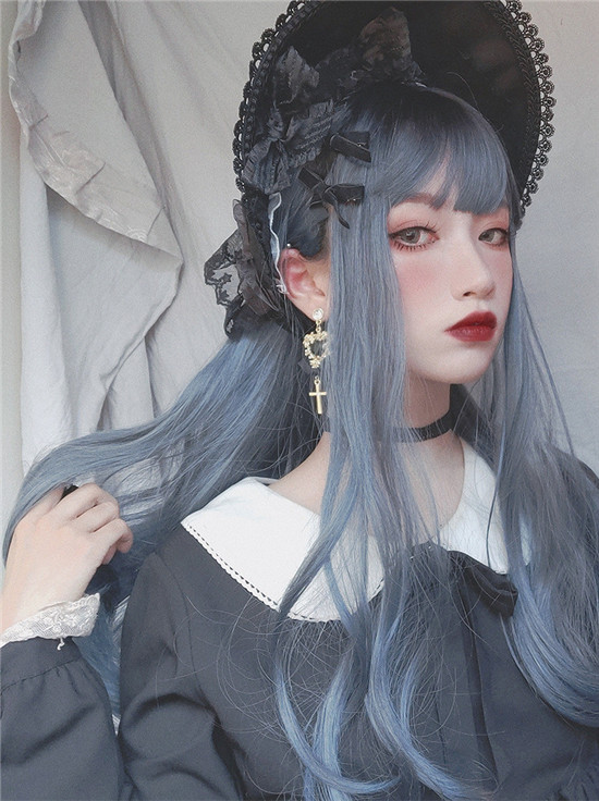 超人気ウィッグ　ライトブルー　アニメの可愛い姫様ウィッグ　ロングカール　長さ71ｃｍ　ネット付き　質感自然　青春少女　cosplay show　ロリータ　女装変装好物-2