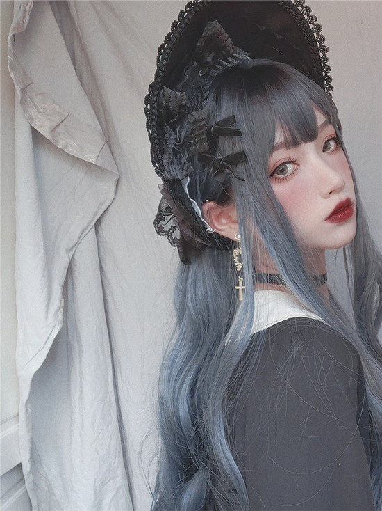超人気ウィッグ　ライトブルー　アニメの可愛い姫様ウィッグ　ロングカール　長さ71ｃｍ　ネット付き　質感自然　青春少女　cosplay show　ロリータ　女装変装好物-3