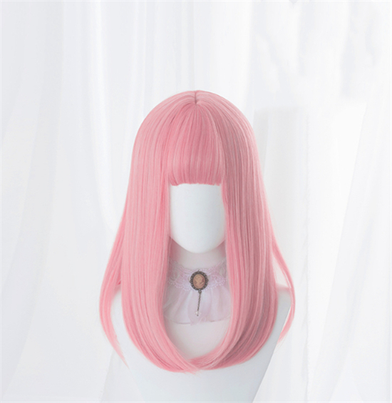 桜色　フルウィッグ　グラマラス　セミロング　長さ45ｃｍ　ネット付き　人工頭皮　質感自然　アニメshow　ロリータ　男の娘　かつら通販　女装変装好物　お勧め-4