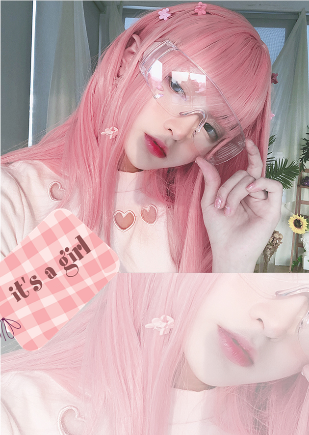桜色　フルウィッグ　グラマラス　セミロング　長さ45ｃｍ　ネット付き　人工頭皮　質感自然　アニメshow　ロリータ　男の娘　かつら通販　女装変装好物　お勧め-1