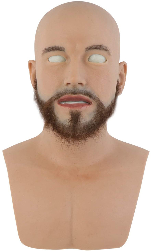 男性マスクシリーズ-3　シリコン製　ひげあり/なしのスタイル　超リアル　おしゃれ　コスプレ　仮装　変装仮面4