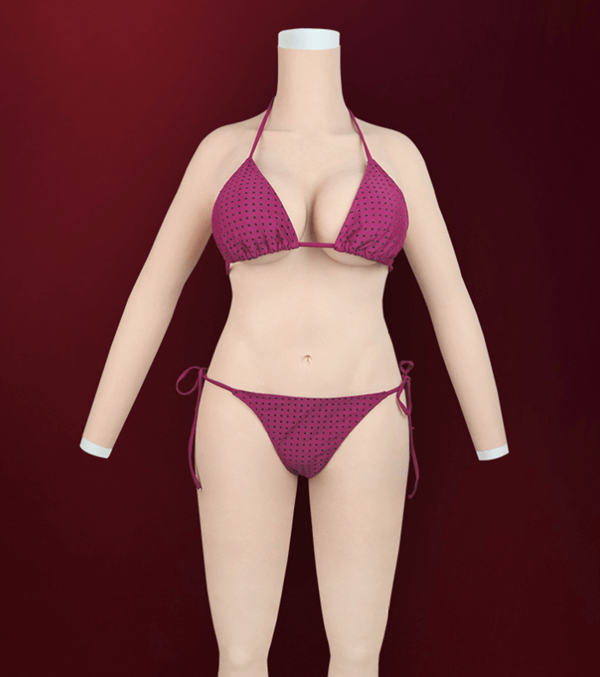 G/Hカップ　女装ボディースキン　シリコンおっぱい　巨乳愛好者向け　女装 胸 谷間　シリコンバスト　ハイネック　袖付きの全身連体九分丈　全裸スーツ　少女のお尻　ピンク唇　ペニス隠し　挿入可能　お尻　ヒップアップ　超リアル女体化 　男の娘　クロスドレス　男性　女装入門-13