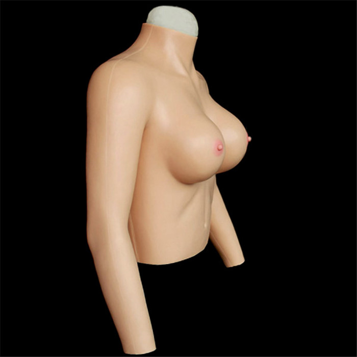 Eカップ　袖付き人工乳房　背中ファスナー付き　高級シリコン製　皮膚付き　着用便利　性転換人工乳房-8