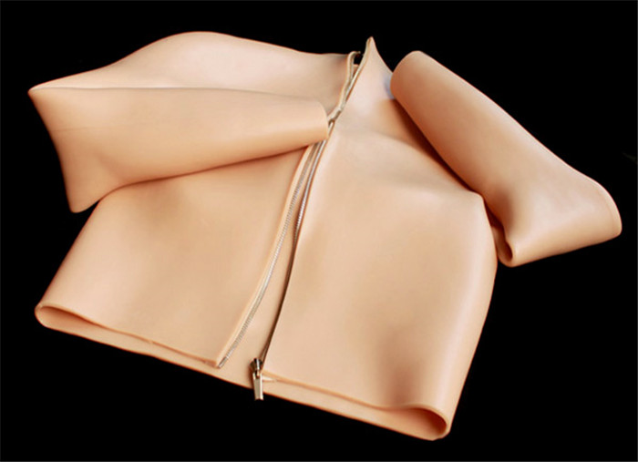Eカップ　袖付き人工乳房　背中ファスナー付き　高級シリコン製　皮膚付き　着用便利　性転換人工乳房6
