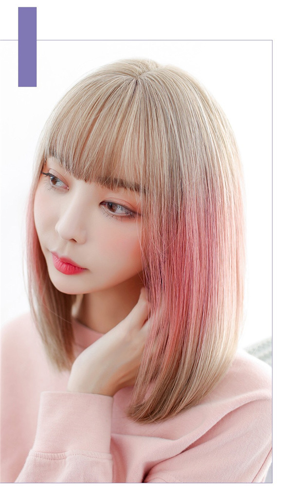 セミロング　カラーかつら　女性用つけ毛　長さ39cm　自然   可愛いスタイル　ロリータ　ネット付き　横波　レディースウィッグ-2