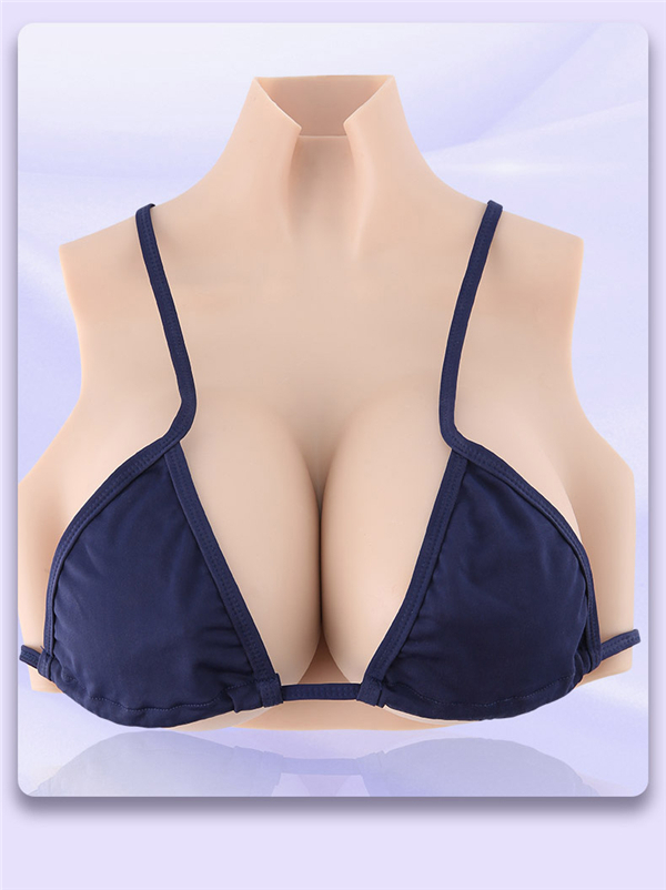 C/G/H/Kカップ　高級シリコン製　短型タイプ　爆乳ニセ胸　高弾綿充填　超リアル　ハイネック　奇跡の美巨乳　本物の柔らかさ　パイ揺れ　バストアップ　男の娘　女体化おっぱい　変装cd着用　女装胸-9