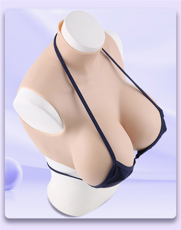 C/G/H/Kカップ　高級シリコン製　短型タイプ　爆乳ニセ胸　高弾綿充填　超リアル　ハイネック　奇跡の美巨乳　本物の柔らかさ　パイ揺れ　バストアップ　男の娘　女体化おっぱい　変装cd着用　女装胸-10