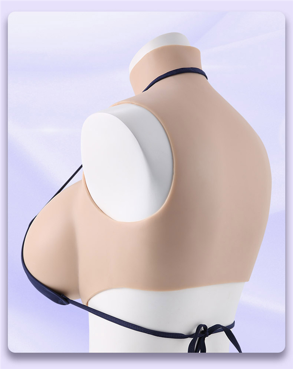 C/G/H/Kカップ　高級シリコン製　短型タイプ　爆乳ニセ胸　高弾綿充填　超リアル　ハイネック　奇跡の美巨乳　本物の柔らかさ　パイ揺れ　バストアップ　男の娘　女体化おっぱい　変装cd着用　女装胸-11