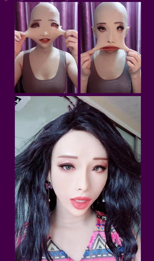 「動画あり　大人気の女装用品お勧め」美人の御姉様　シリコン製の女性マスク　肌にちかいもちもち感触＆首もあるのでリアル　メイク付き　Female Mask付きシリコンバスト　クロスドレス　男の娘　女装体験　シリコンバスト　cdcoser販売-9
