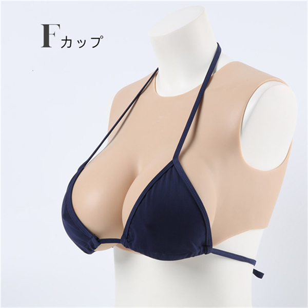 D/F/G/Iカップ　シリコンバスト　クルーネック / ラウンドネック / 丸首 /丸い襟タイプ　安全＆安心の医療用シリコン素材充填　光線反射なし　油が出ない改良版　超リアル＆柔らかい　女装胸　男の娘へおススメ　cdcoser通販-11
