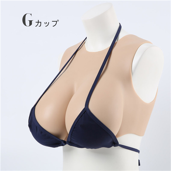 D/F/G/Iカップ　シリコンバスト　クルーネック / ラウンドネック / 丸首 /丸い襟タイプ　安全＆安心の医療用シリコン素材充填　光線反射なし　油が出ない改良版　超リアル＆柔らかい　女装胸　男の娘へおススメ　cdcoser通販-12