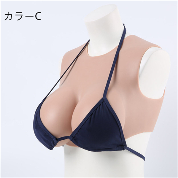 D/F/G/Iカップ　シリコンバスト　クルーネック / ラウンドネック / 丸首 /丸い襟タイプ　安全＆安心の医療用シリコン素材充填　光線反射なし　油が出ない改良版　超リアル＆柔らかい　女装胸　男の娘へおススメ　cdcoser通販-16