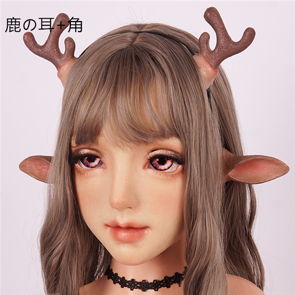 「新品登場」イリアM13　精霊の化身　フィメールマスク　瞳あり　メイク付き　高級シリコン素材　精霊/人間の耳があり　鹿/悪魔の耳＆角　自由に変身可能　美人フェイススキン-20