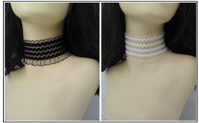 チョーカー　おしゃれ　レース素材　伸縮タイプ　鎖骨　欧米風　choker　サイズ調節可能　男の娘のチョーカー　コスチューム用小物-1